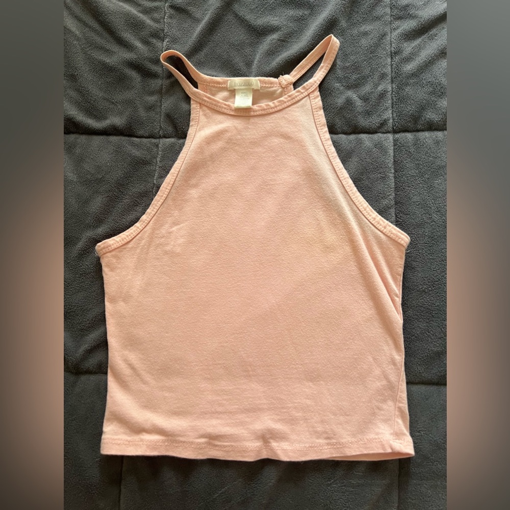Light Pink High Neck Cropped Top